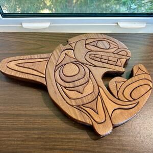 J&M Woodworks Orca Whale Wall Art – Handcrafted Wood Carving, Made in Canada